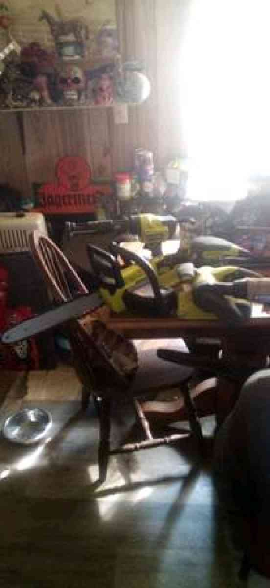 Ryobi chainsaw belt sanswer caulk gun palm sander skill saw