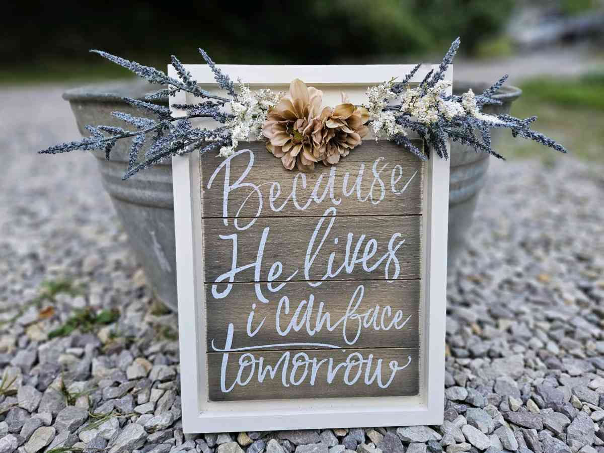 white primitive sign