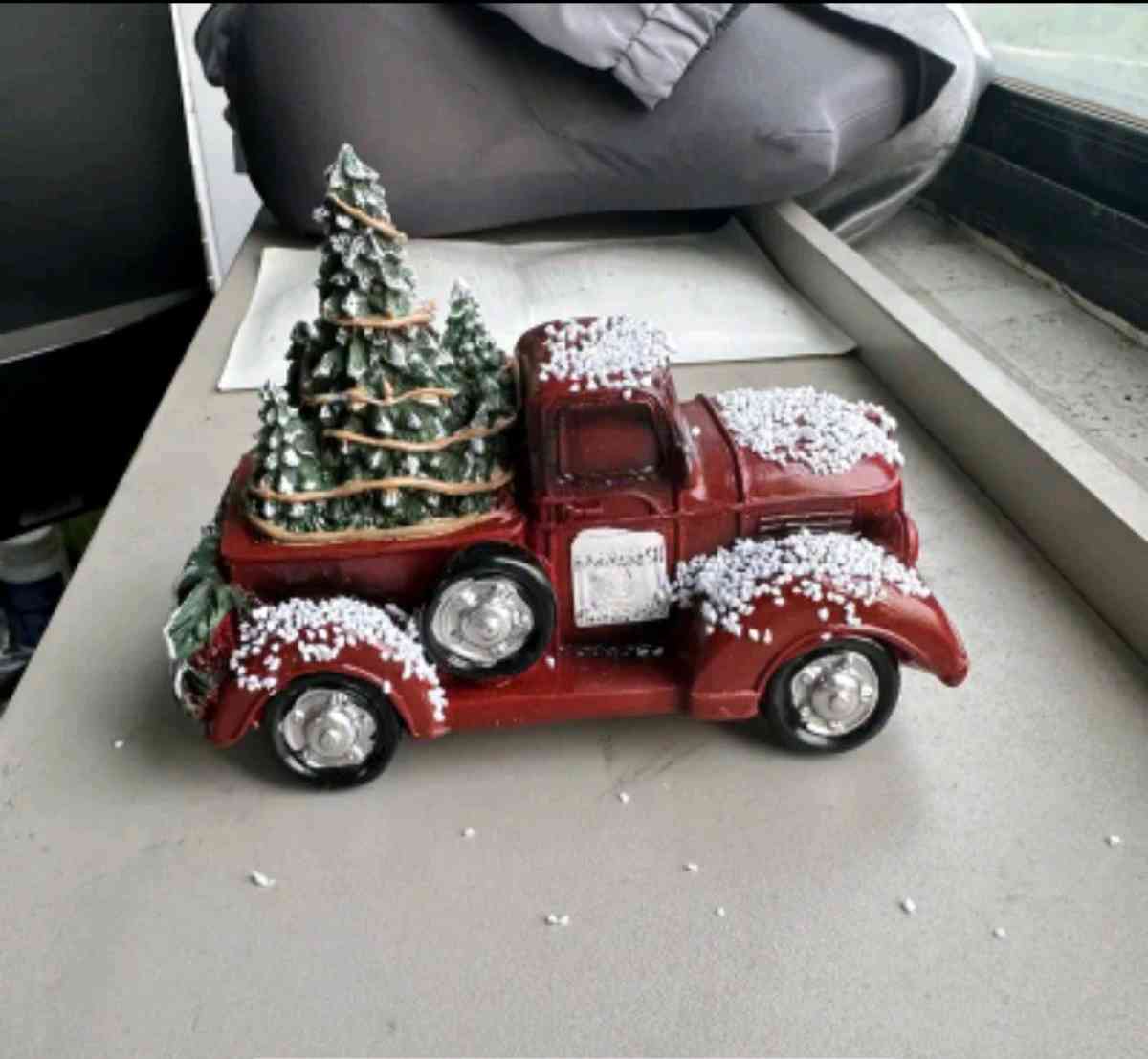 Lighted Resin Red Christmas Truck