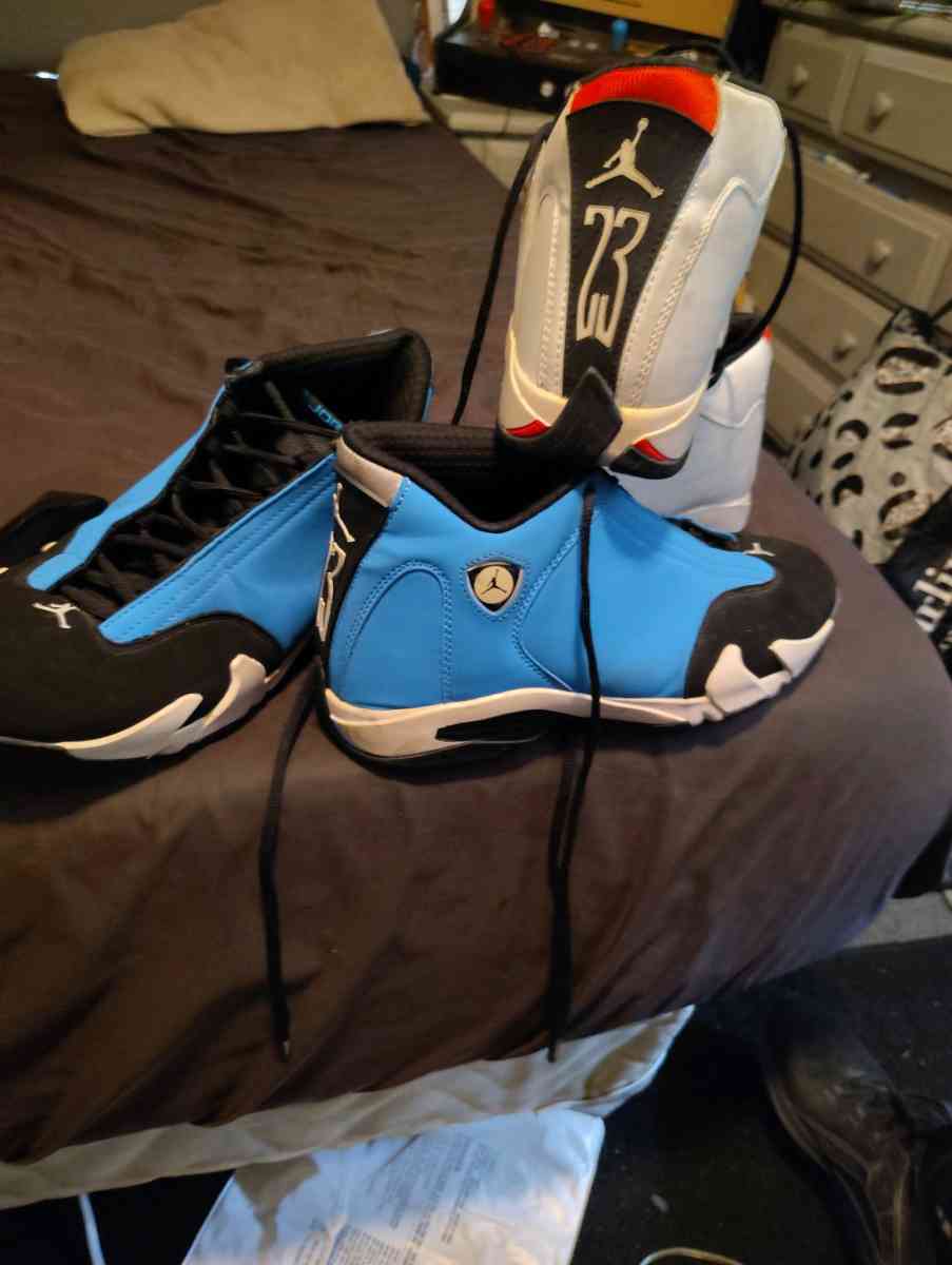 Jordan 14s size 11 3 different colors blue yellow white