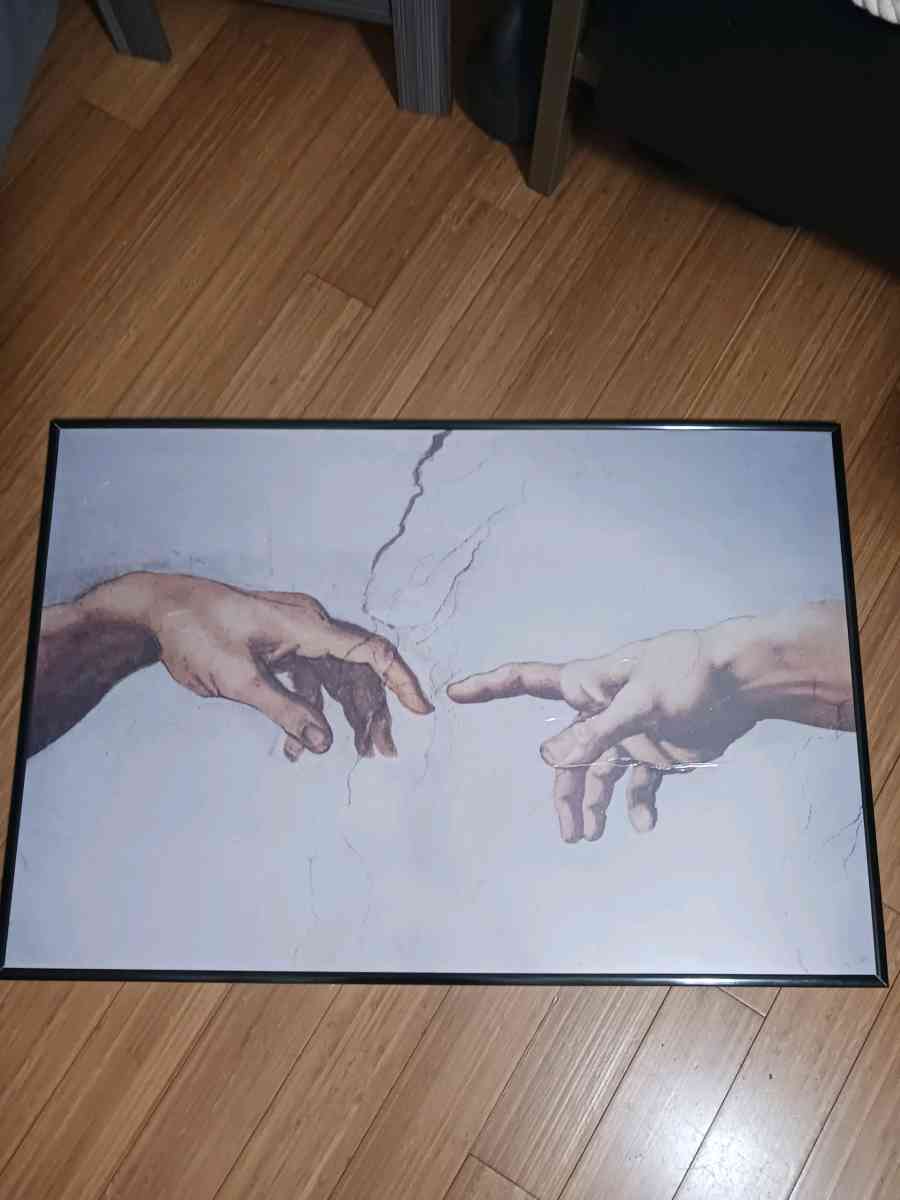 Creation of Adam Large Framed Print with Plastic Cover