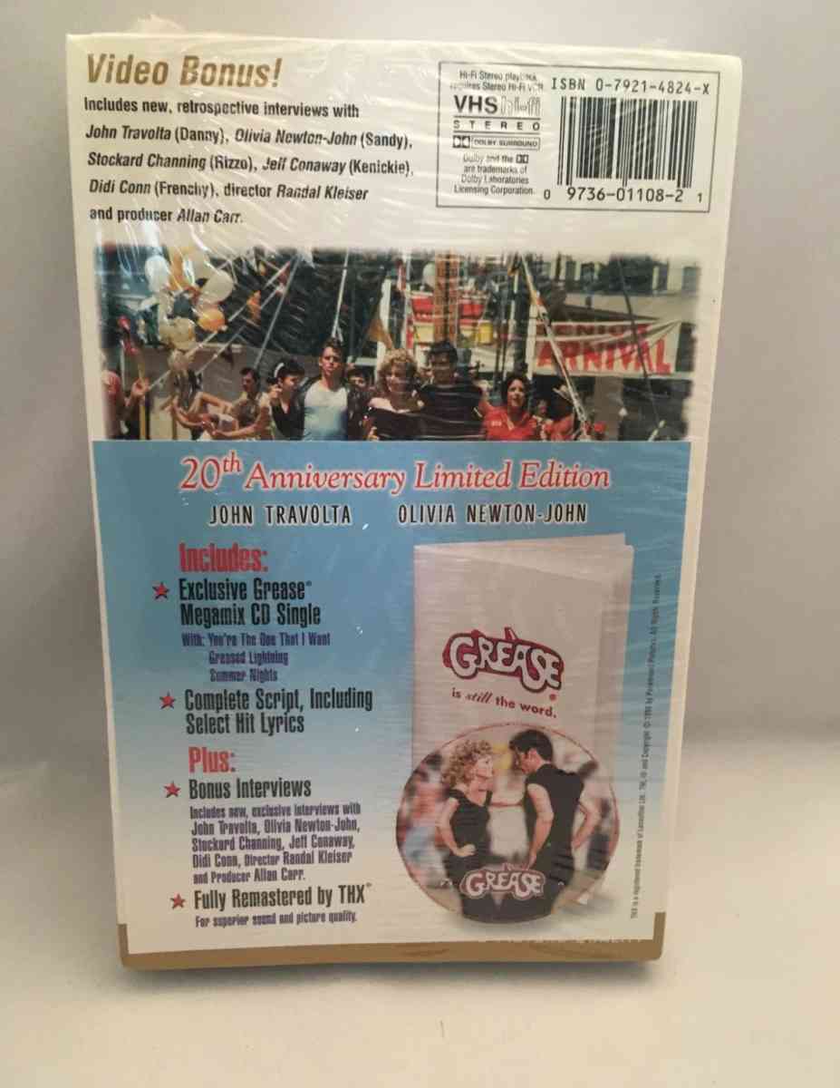 Grease VHS 1998 20th Anniversary Edition SEALED See descript