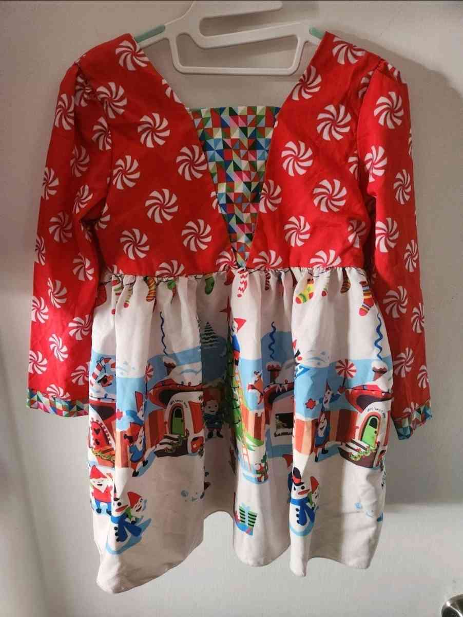 Girl Red and white christmas dress