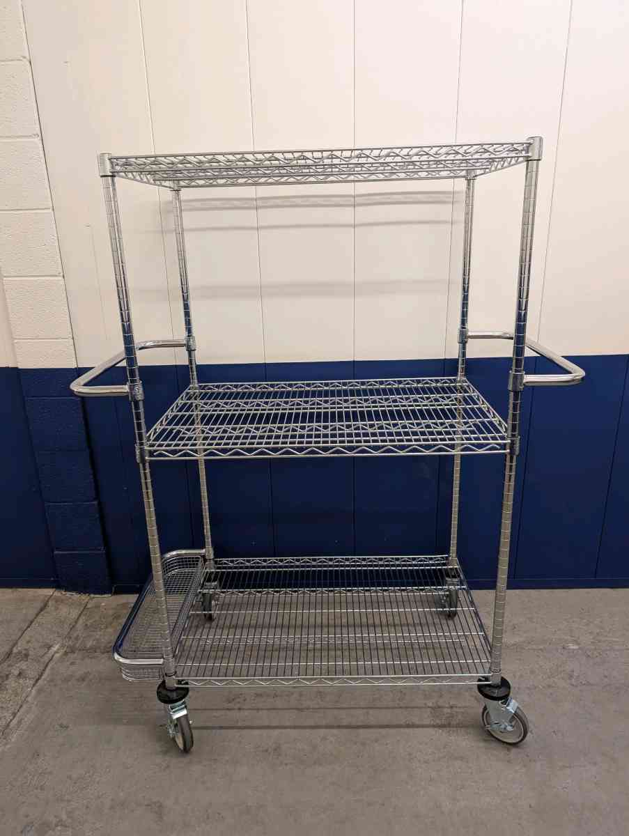 Industrial Chrome 3 Tier Utility Cart