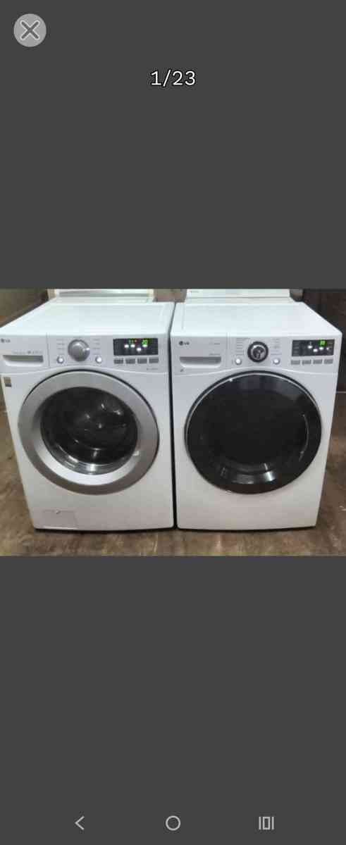 LG Elite White FrontLoad Washer  Gas Dryer Set  Stackable