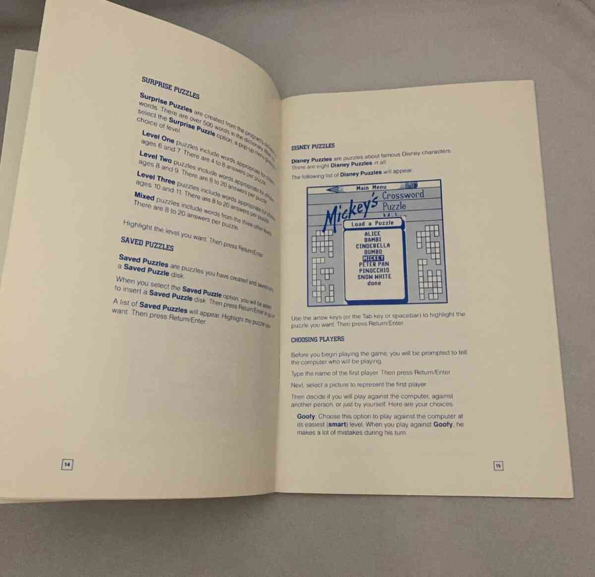 Disney Software Mickeys Crossword Puzzle Maker  User Guide U