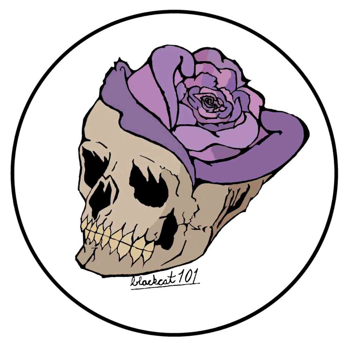 Skull with Roses die cut