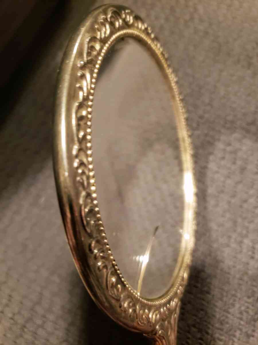 Vintage Silver Plated Vanity Set with Handheld Mirror and Br