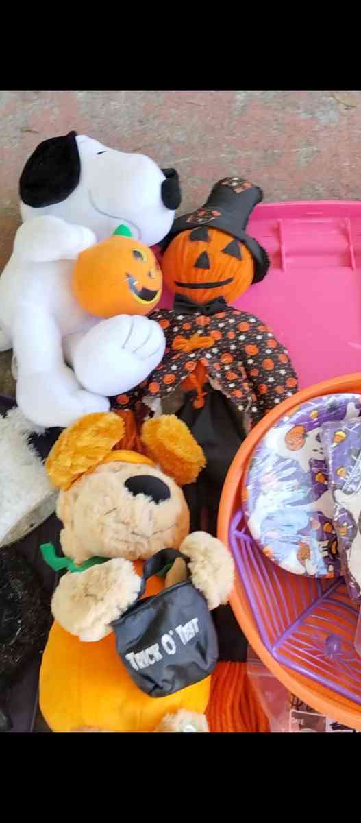 a whole tote full of Halloween and fall  items