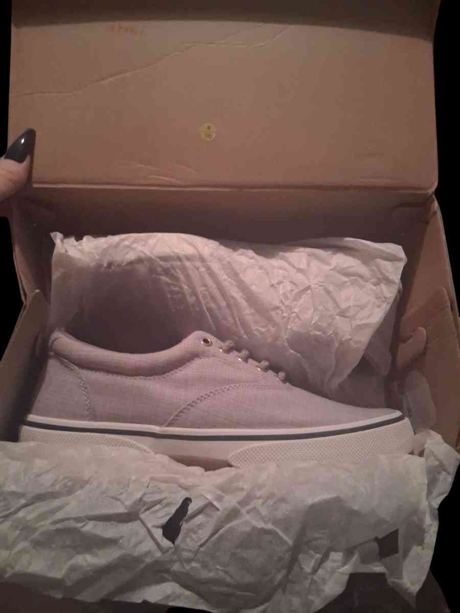 mens Sperry top sider boat shoes grey and black new in box