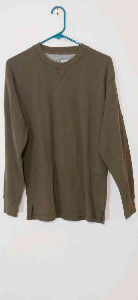 Mens Long Sleeve Waffle Print Dress Shirt Medium