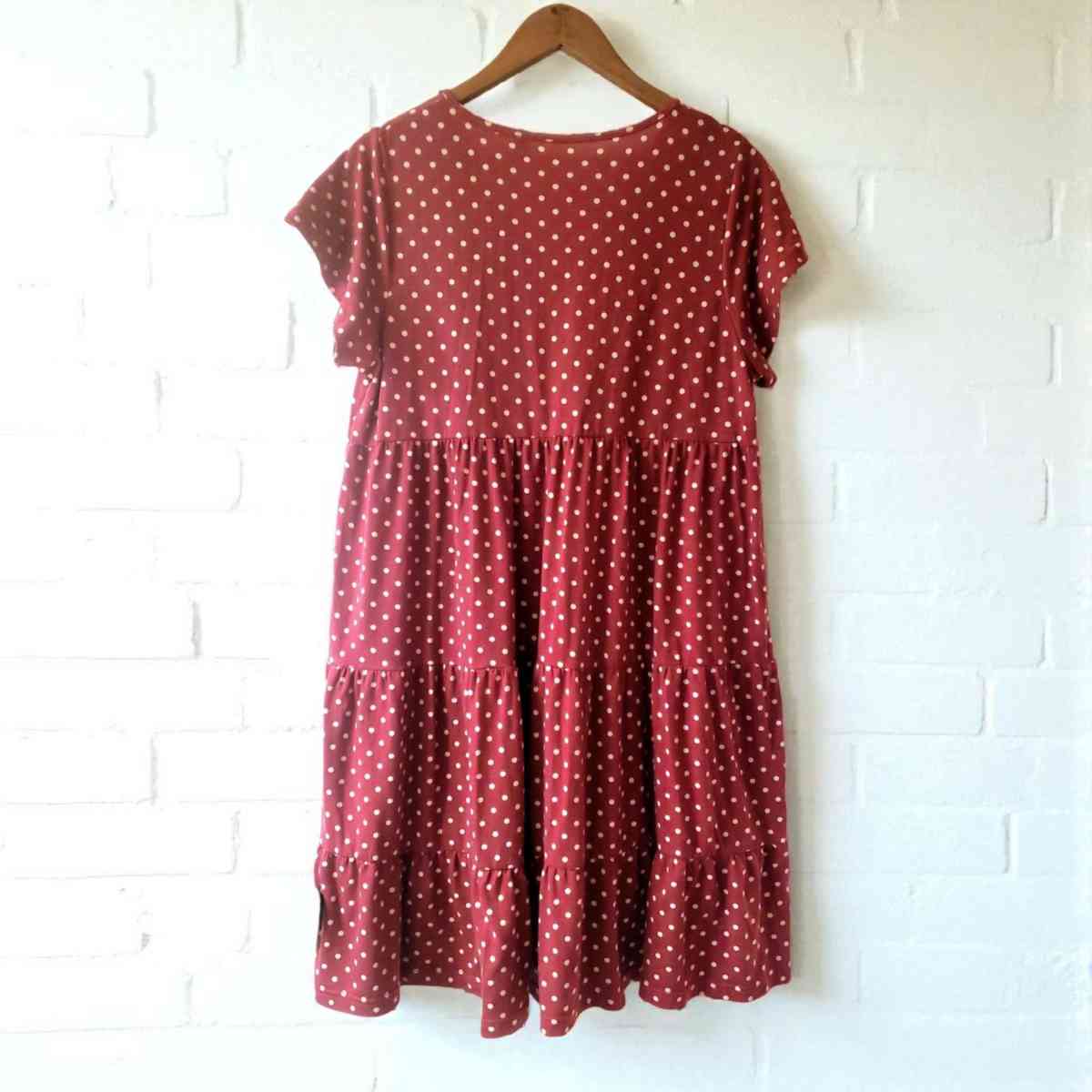 Red Polka Dot VNeck Short Sleeve Casual Dress