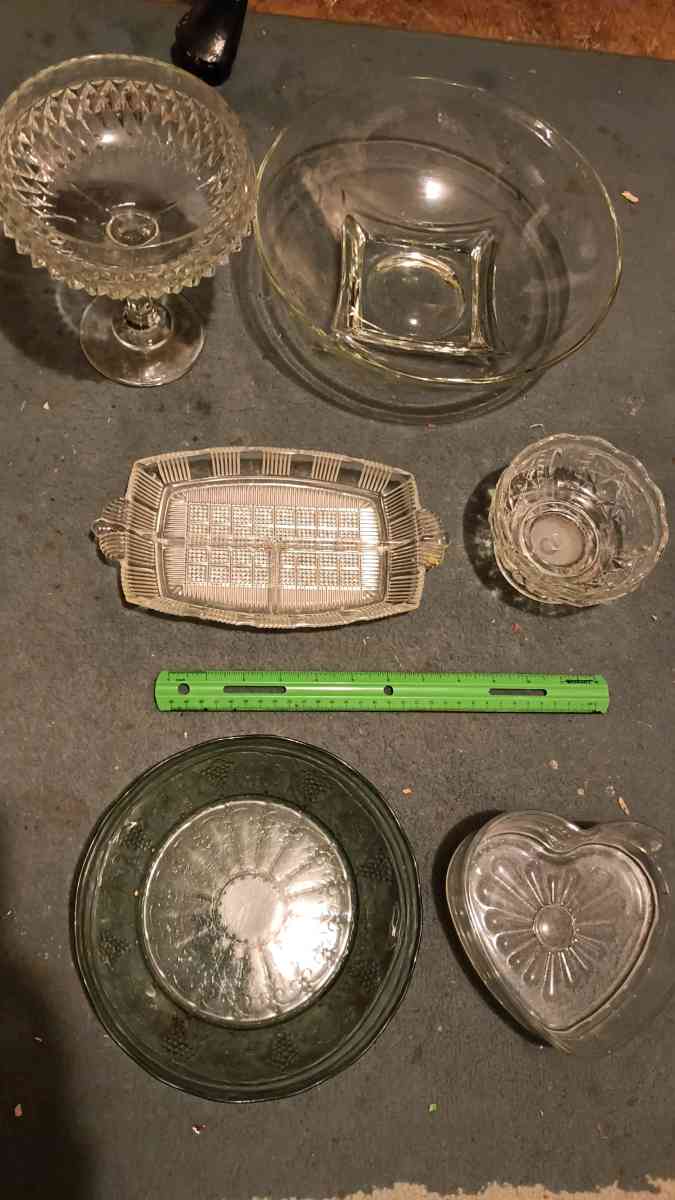 various glass serving dishes