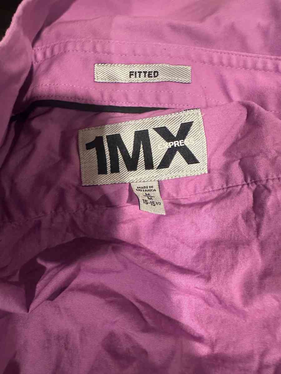 Express Purple 1MX Button Up Long Sleeve Dress Shirt Men Med