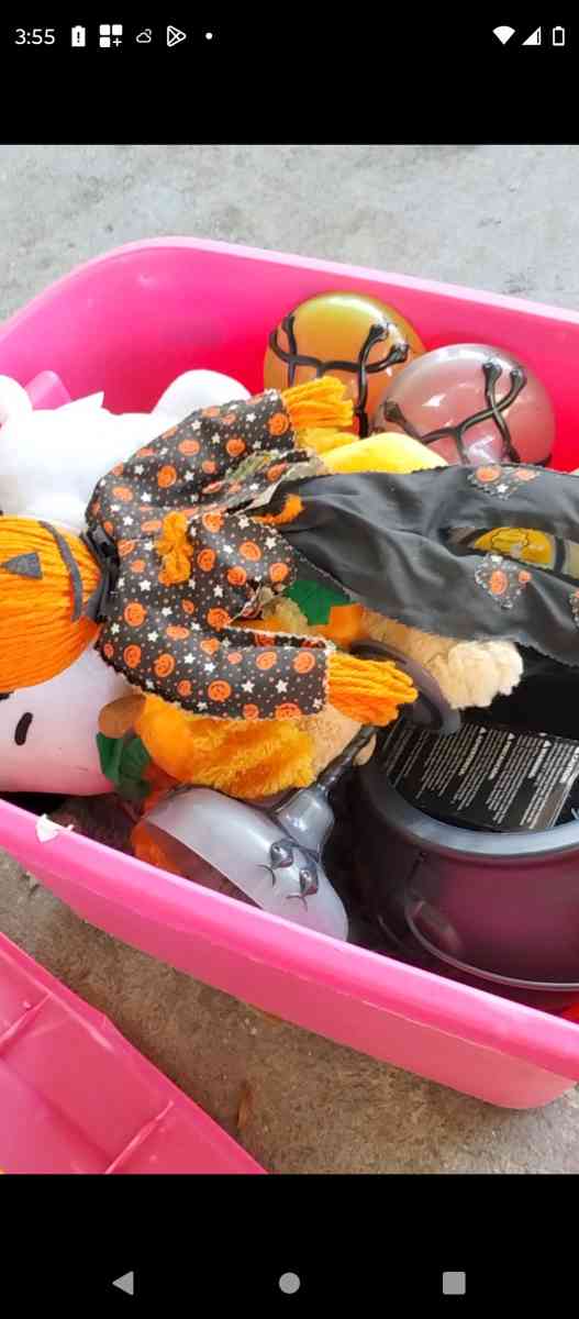 a whole tote full of Halloween and fall  items