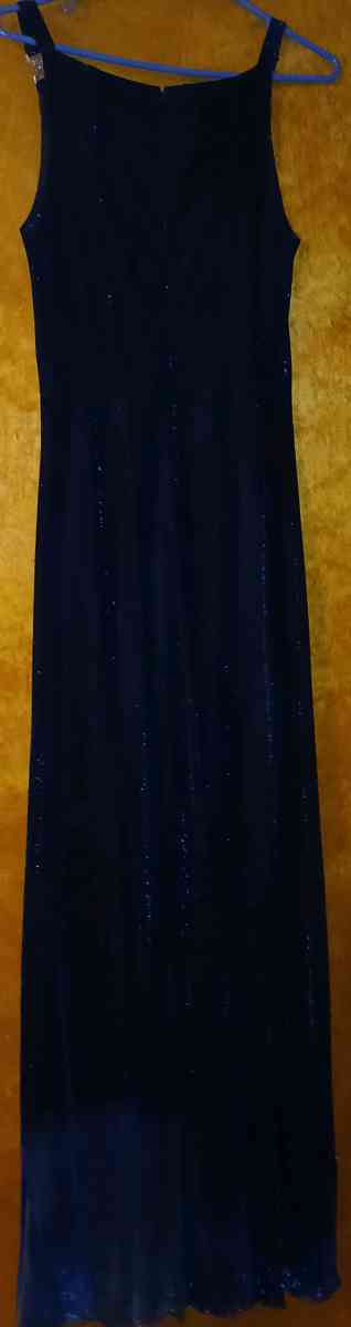 Dark Blue with Black Laced Prom Junior Dress