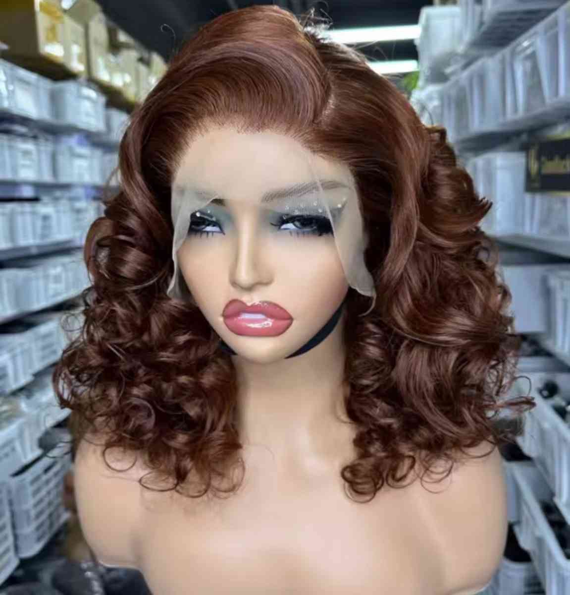 13x4 Brown Curly Hair Wig 16 inches