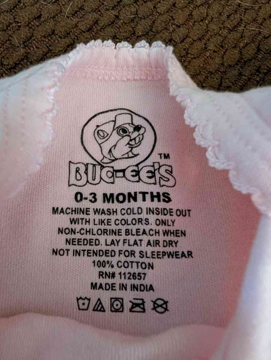 Baby pink Bucee onesie