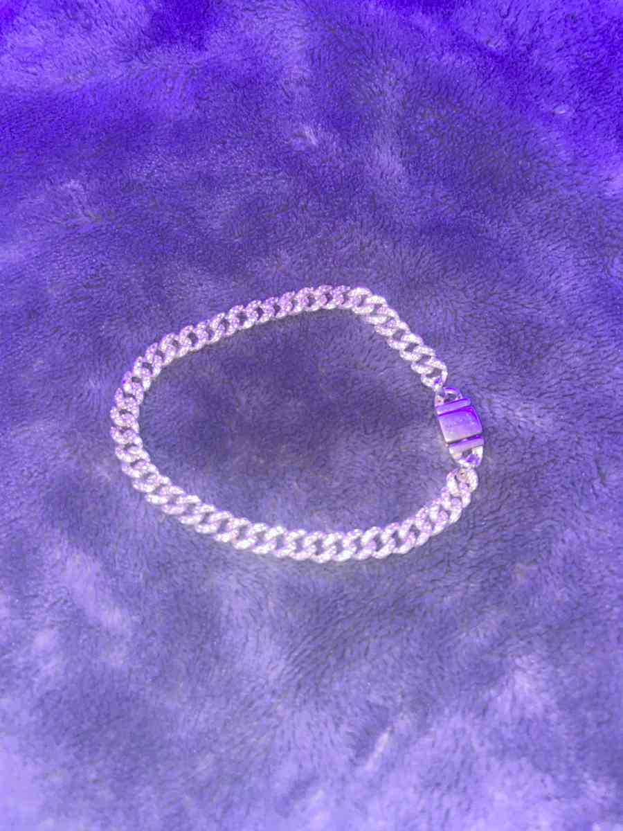 Pav Cuban Chain Bracelet Sterling silver