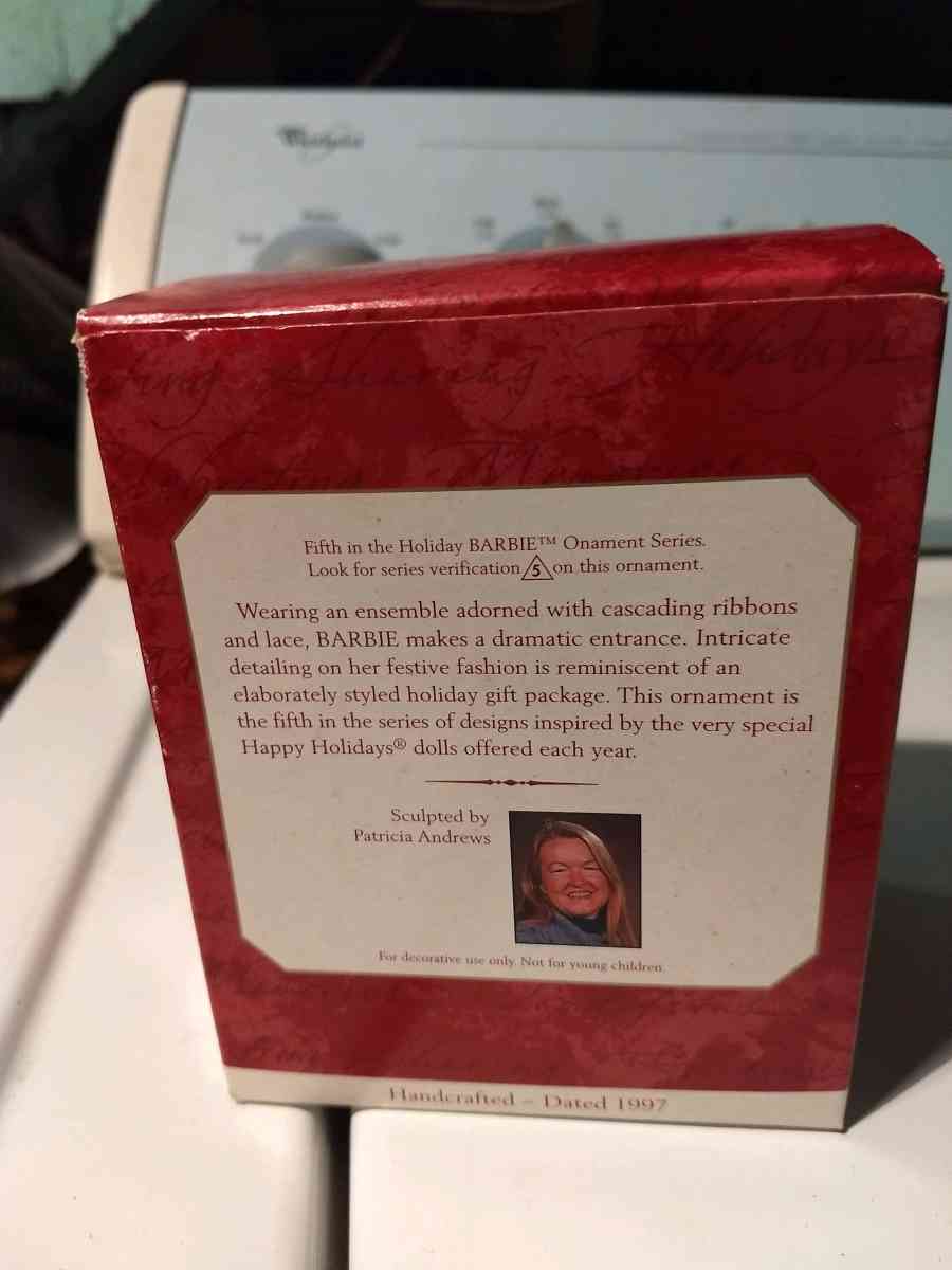 Red and white Barbie ornament