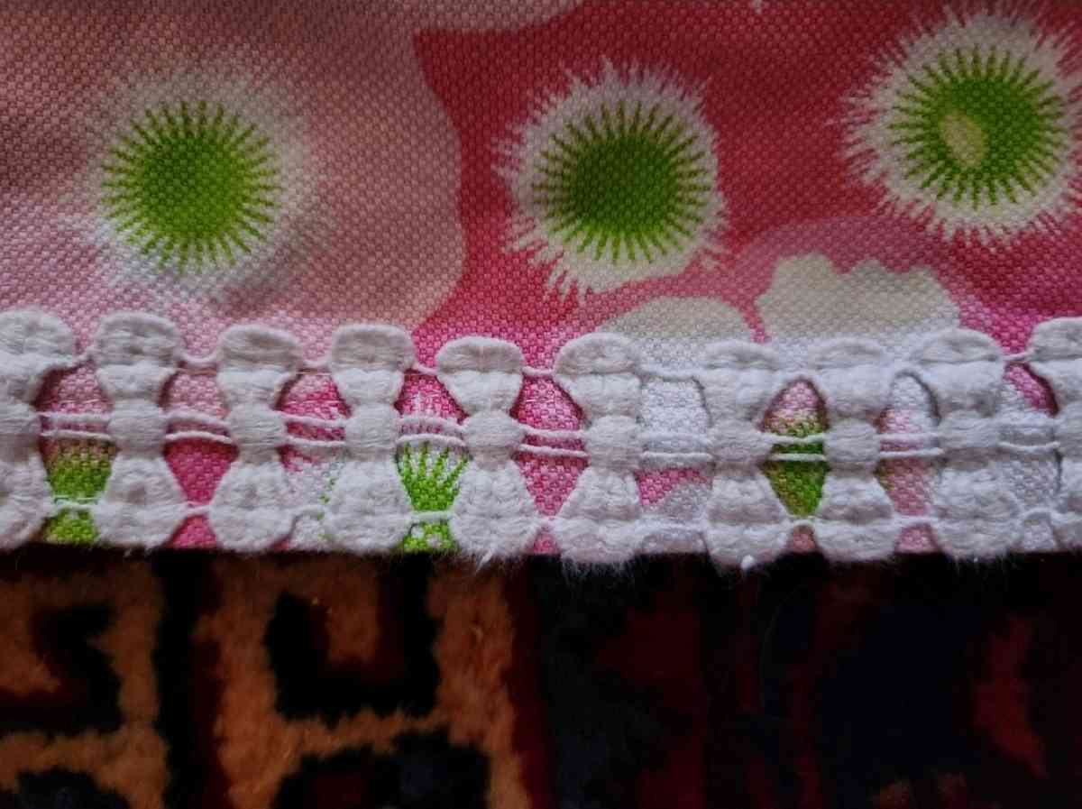 Girl pink dress with green accents