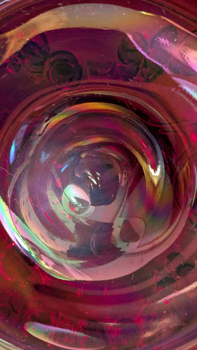 Vintage Red Glass Fenton Shell and Dollfin Carnival Glass Ca