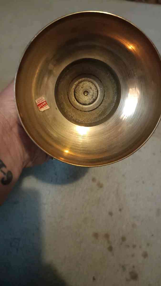 brass hand painted vase