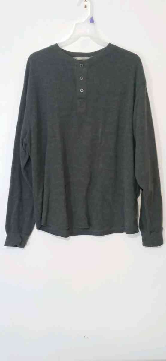 Mens Long Sleeve Waffle Dress Shirt XL