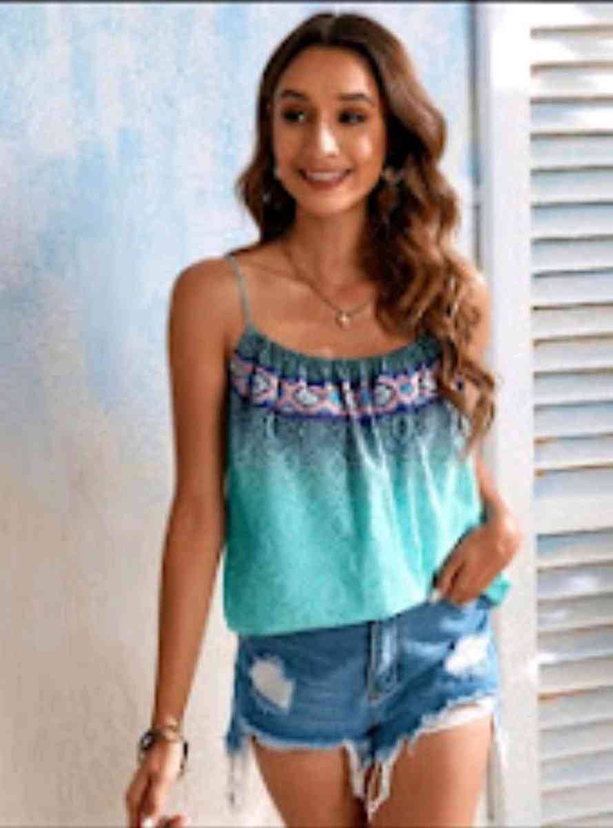 NEW BLUE TEAL LOOSE FITTING WOMENS SMALL CAMI TANK TOP