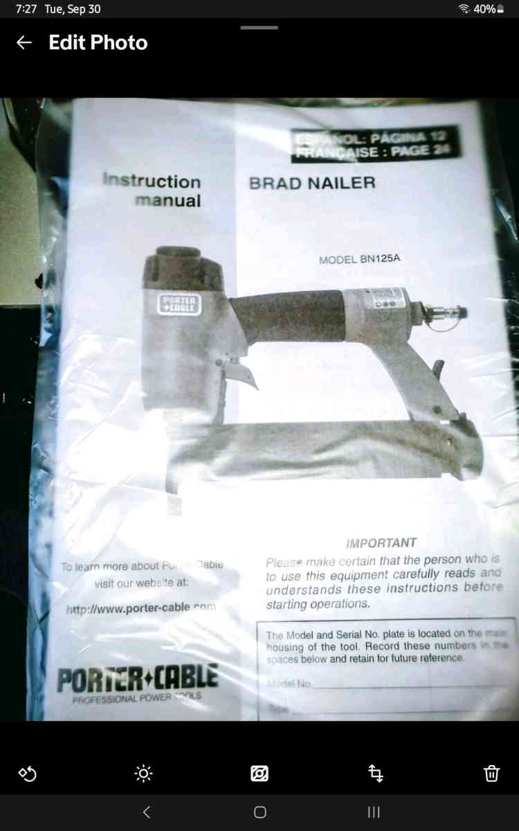 Porter Cable Like New Pneumatic Brad Nailer