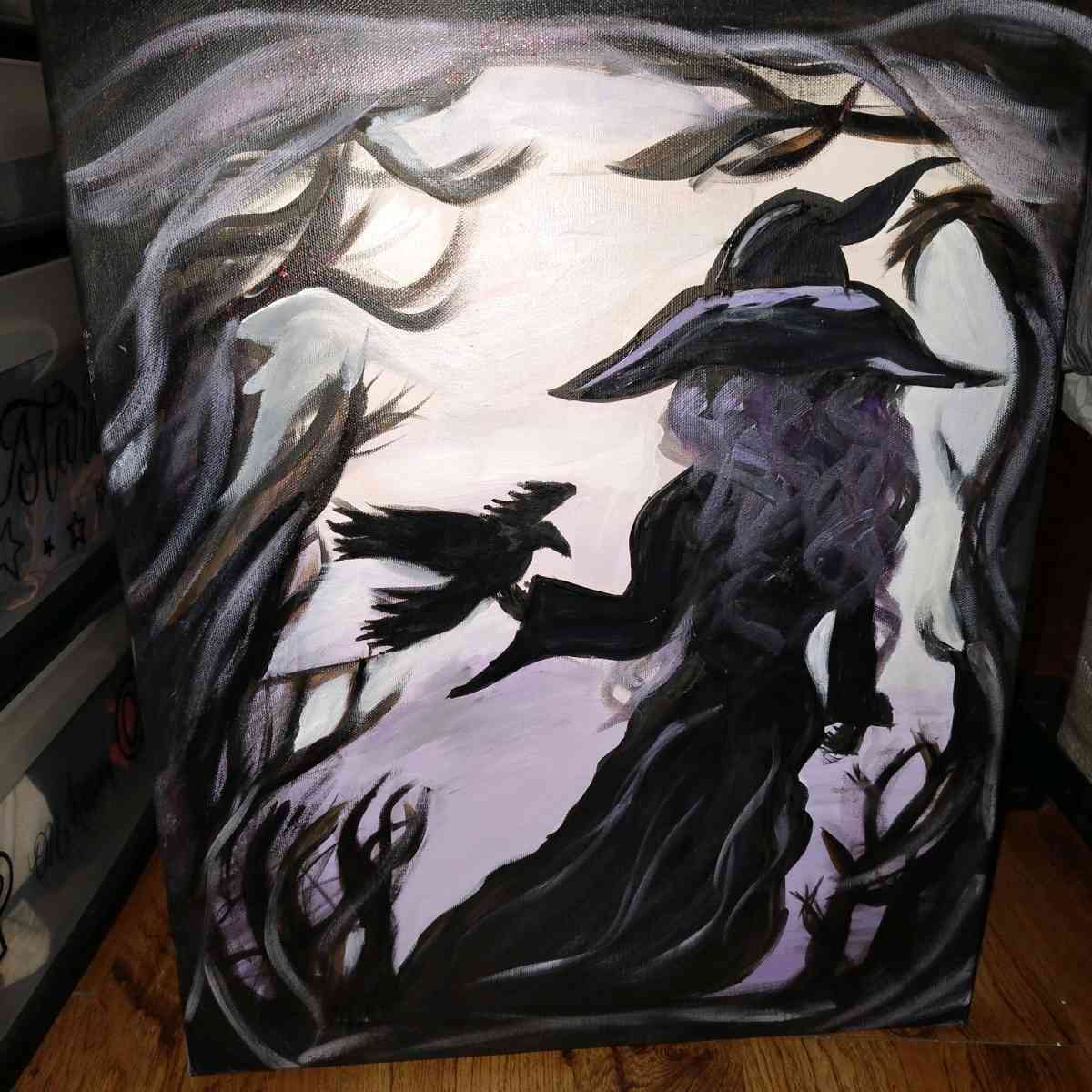 handmade purple witch painting