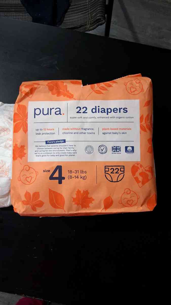 Pura diapers  size 4 count 22