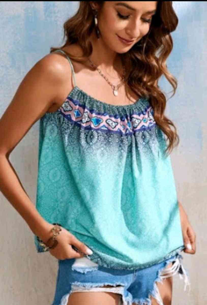 NEW BLUE TEAL LOOSE FITTING WOMENS SMALL CAMI TANK TOP
