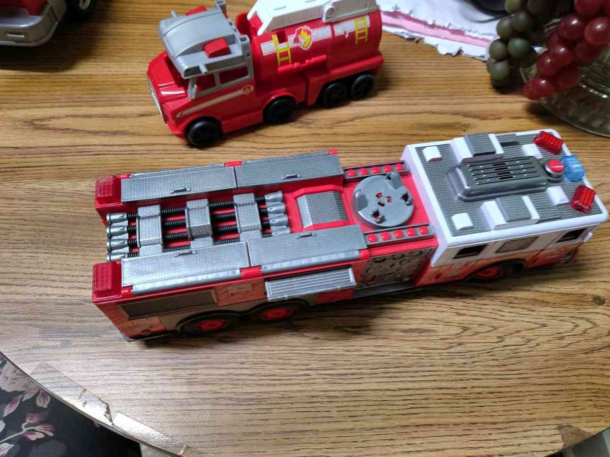 set of 3 fire engines 3 separate fire trucks movable parts n