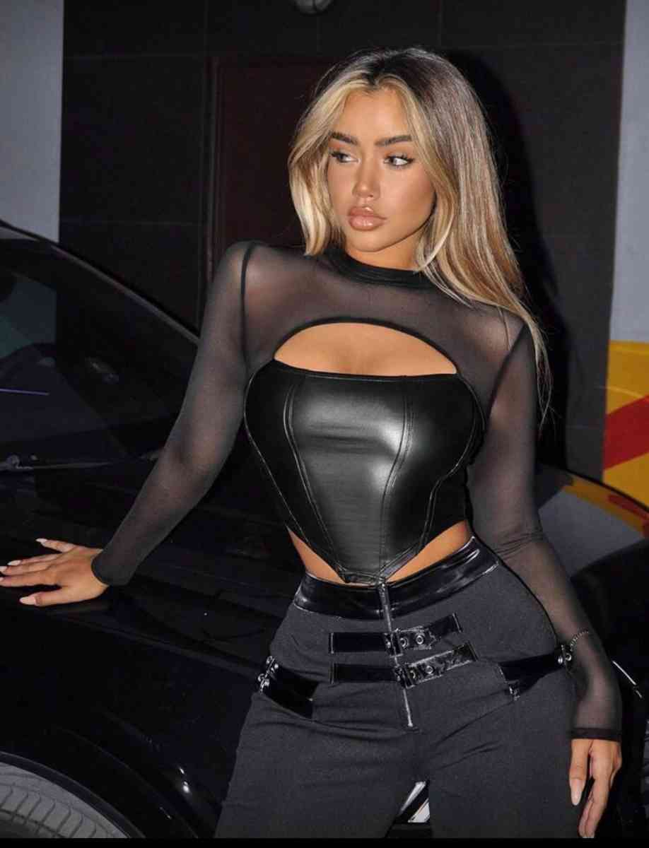 Black Sheer Long Sleeve Corset Top