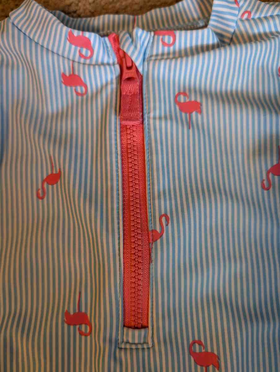 Baby swimwear bathing suit with flamingos