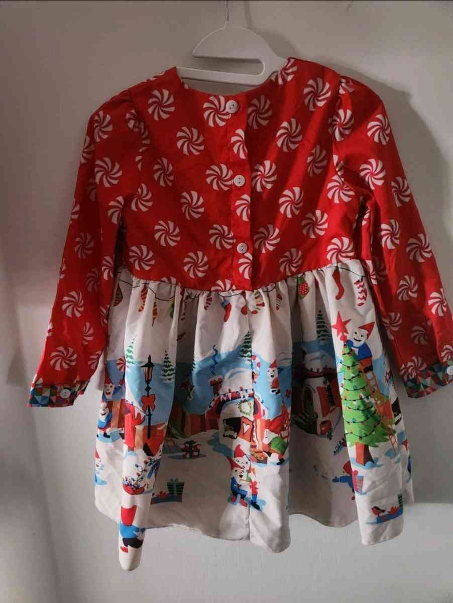 Girl Red and white christmas dress