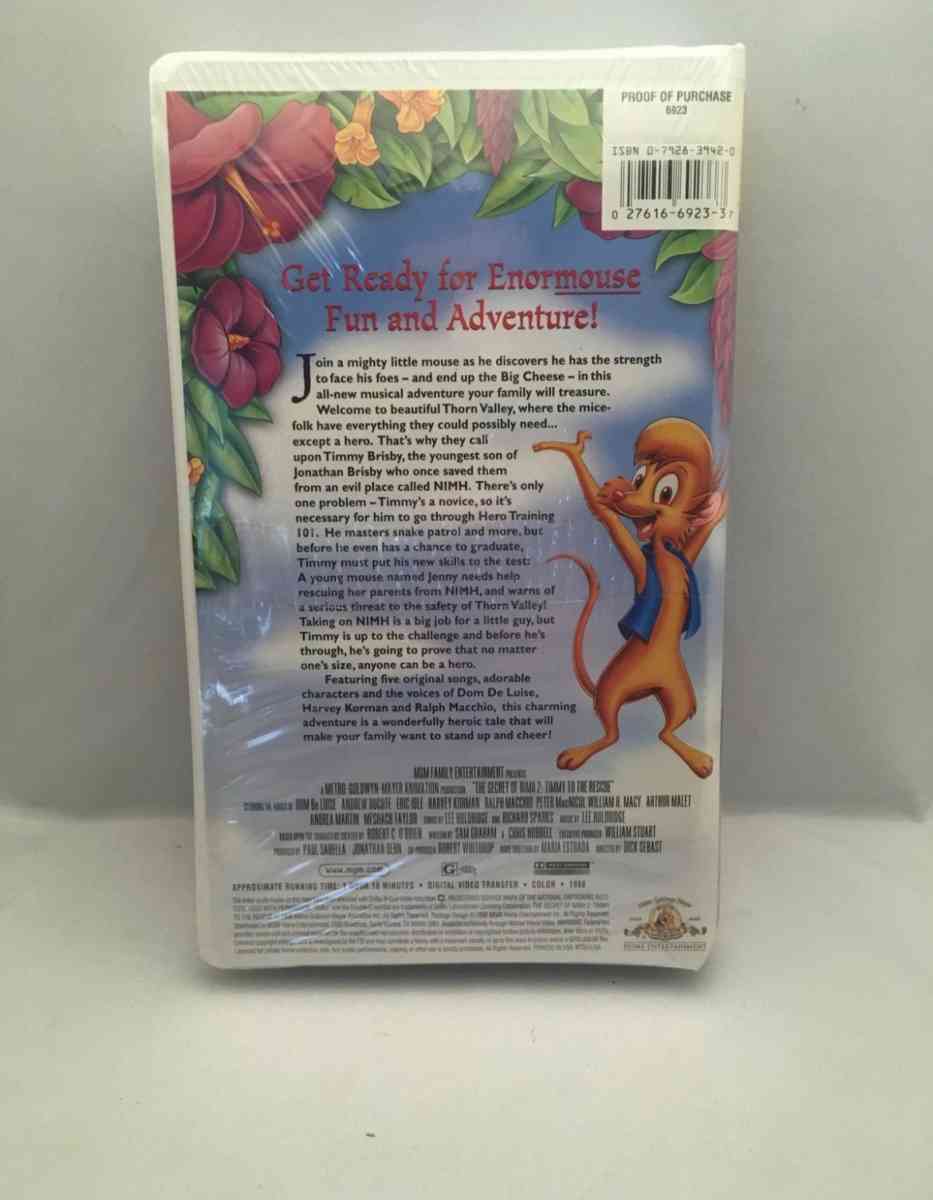The Secret of NIMH  Sequel VHS 1994 used good condition see