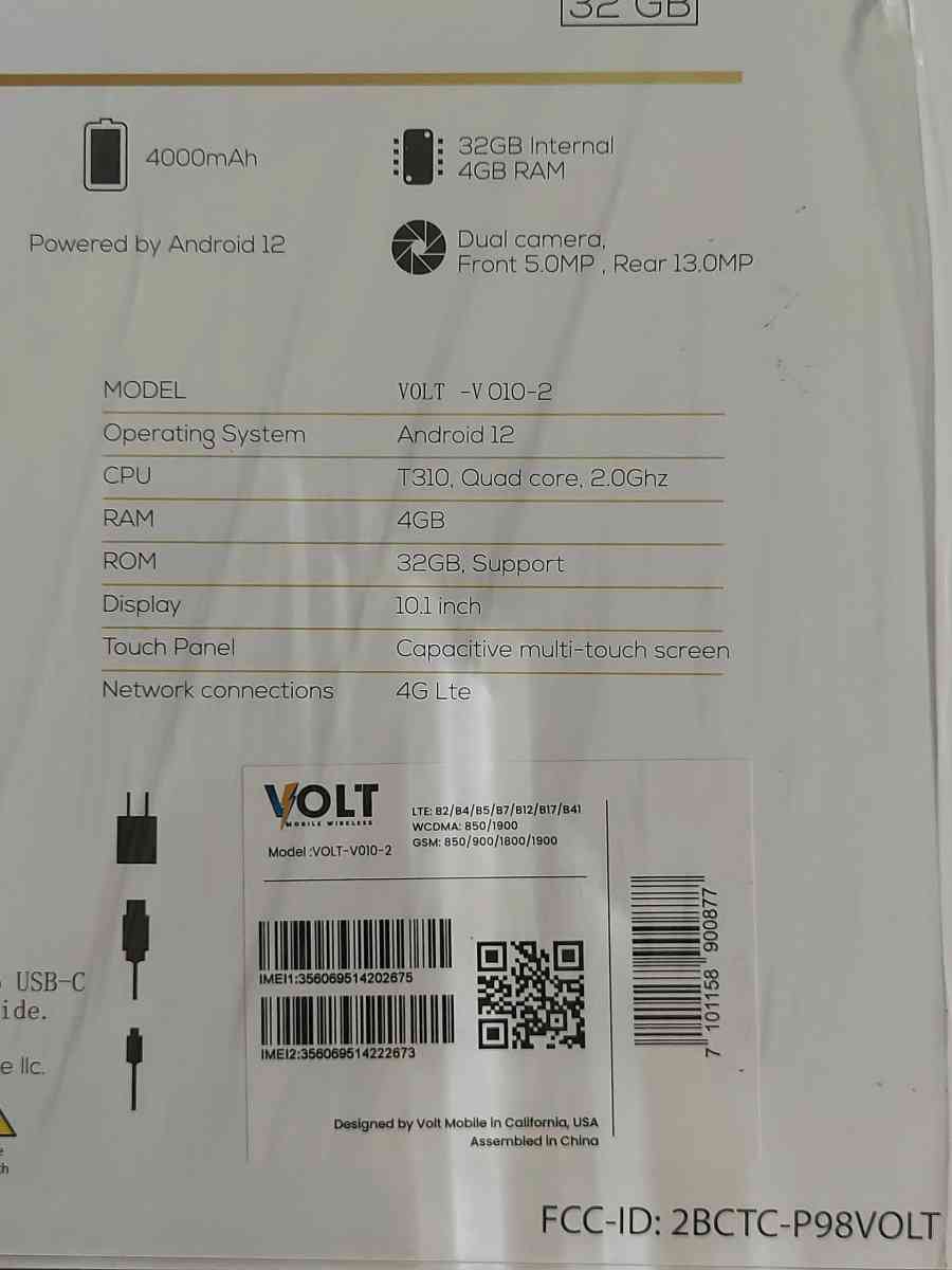 VOLT 32GB4GB RAM 101 INCH DUAL CAMER FRONT 50 0MP REAL 13 OM