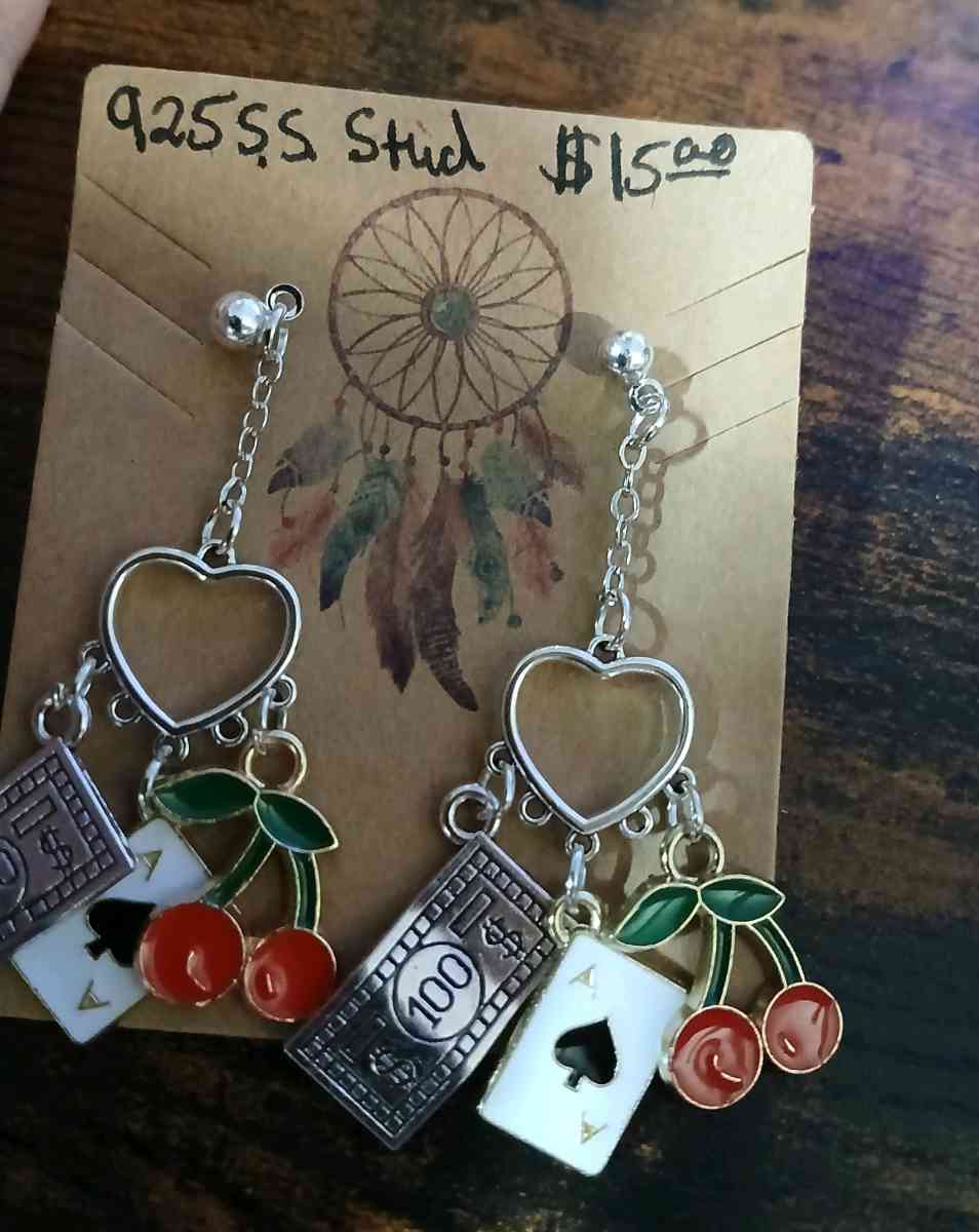 Black Casino Luck Charm Stud Earrings