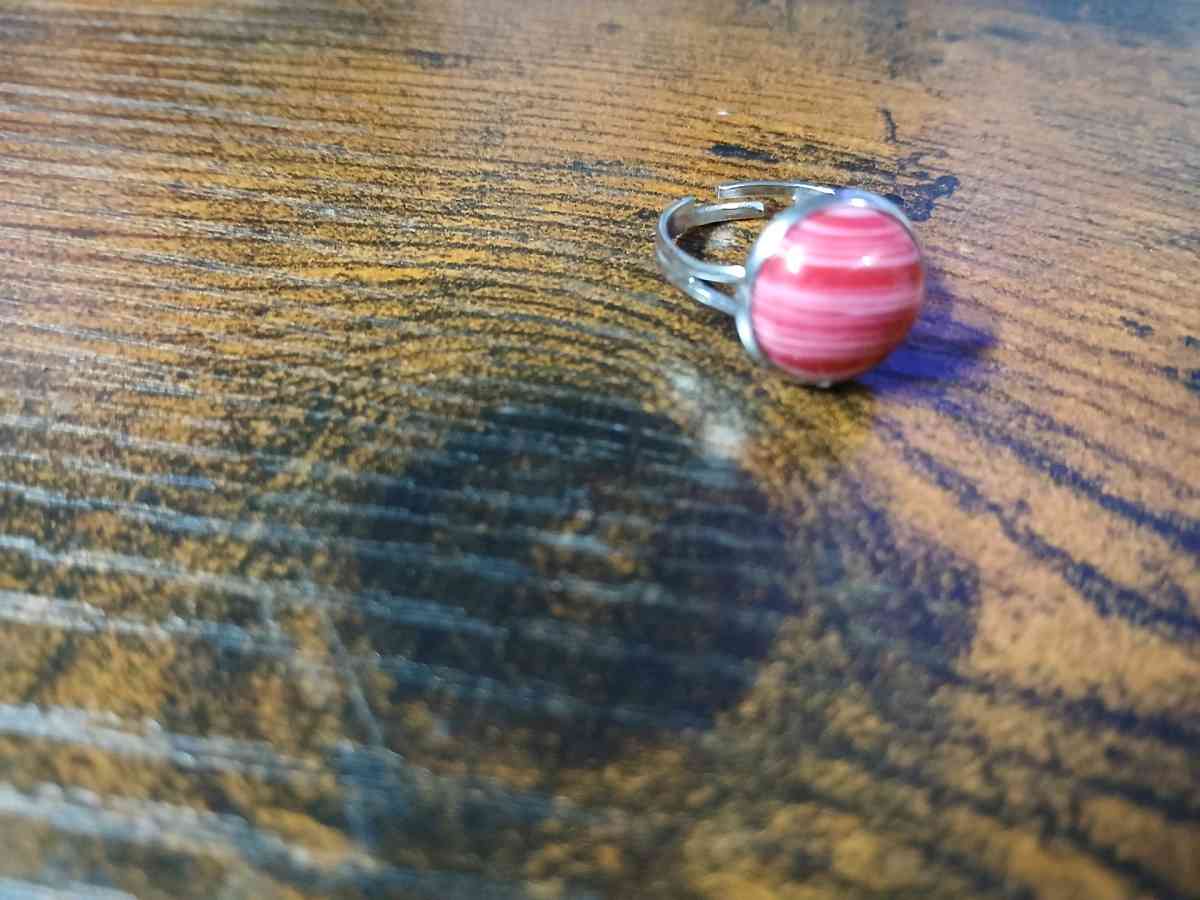 Adjustable Ring with Painted Synthesized Turquoise 12mm