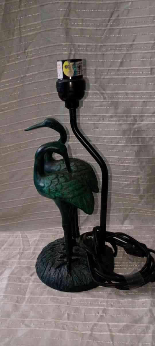 Vintage Small Crane Heron Green Lamp