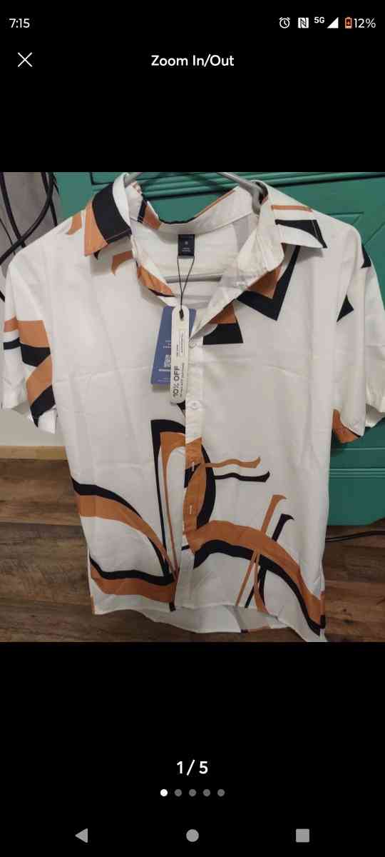 Silk geometric button up nice shirt new with tags