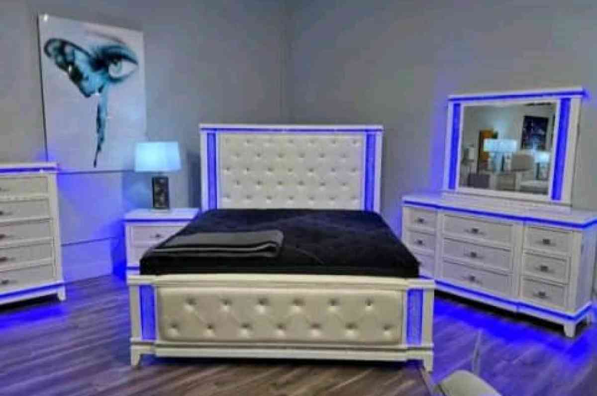 set de cuarto queen con luces led