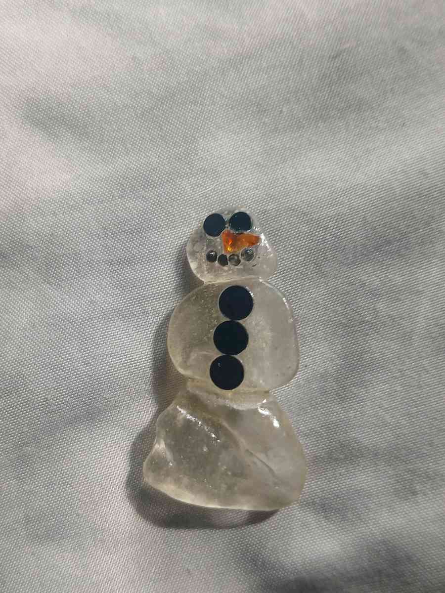 Handmade sea glass snowman