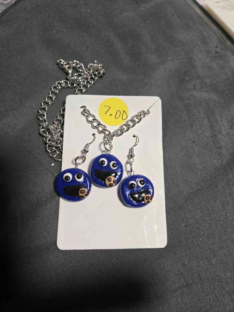 Cookie Monster Necklace and Earring Set