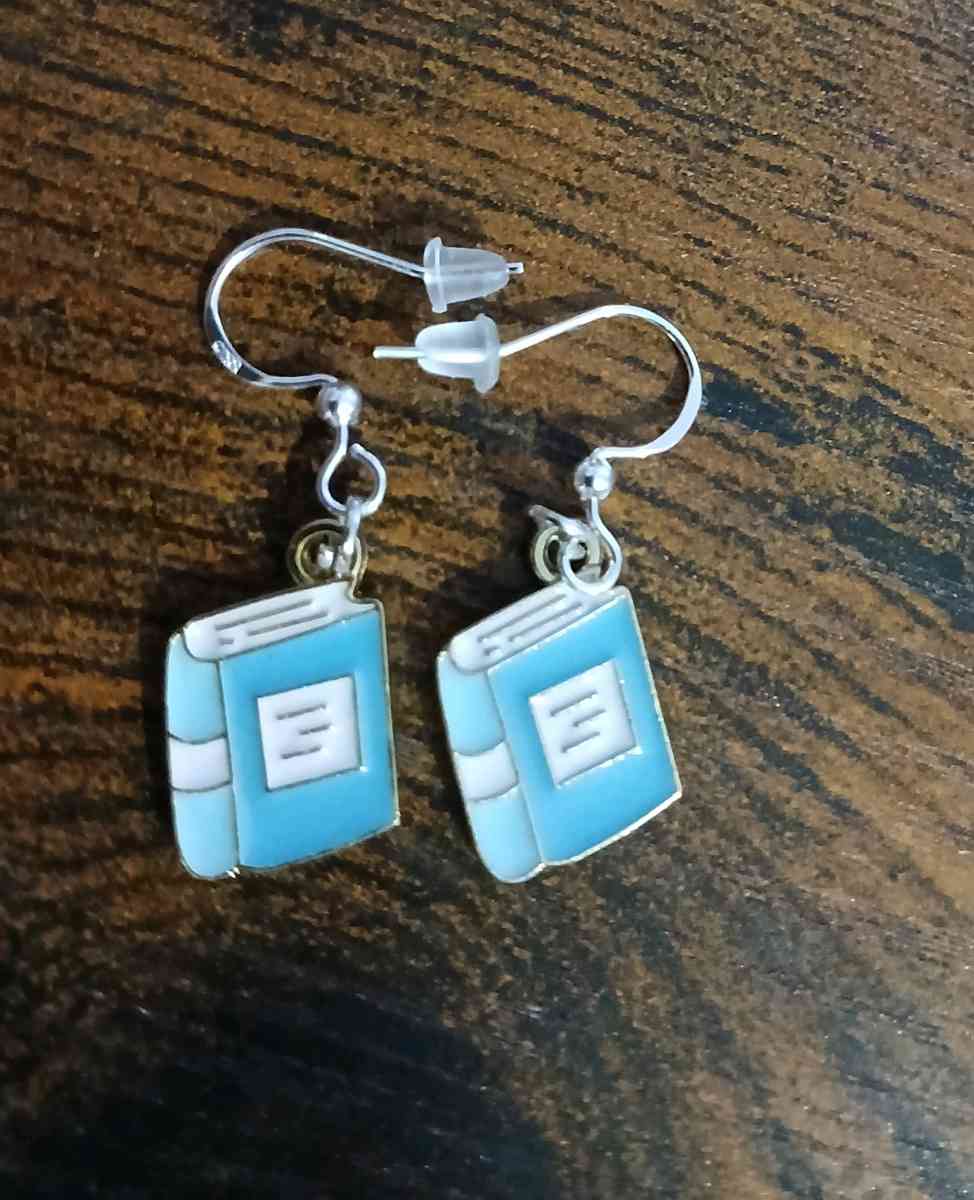 Silver Hookstyle Earrings For a Librarians Teachers Nerds