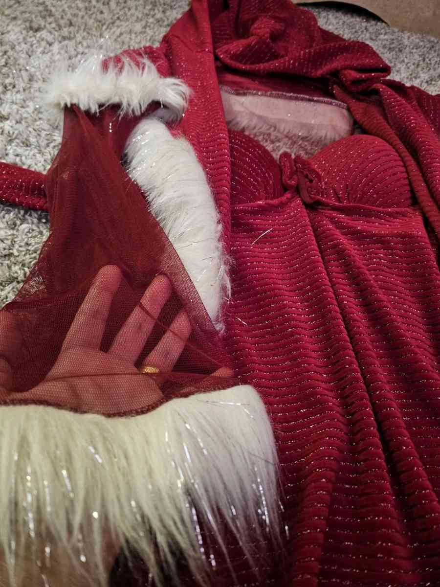 Womens Sexy Christmas Robe Lingerie Santa Costume Babydoll C