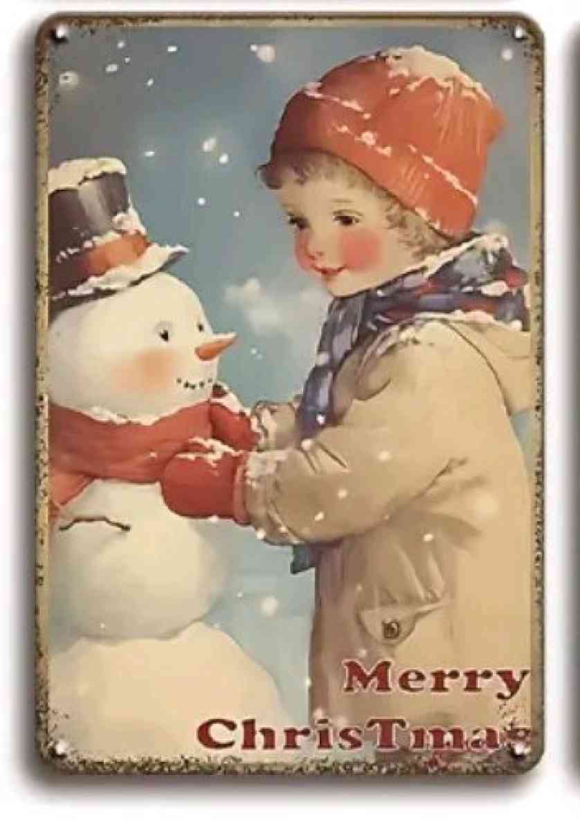 Retro Boy With Snowman