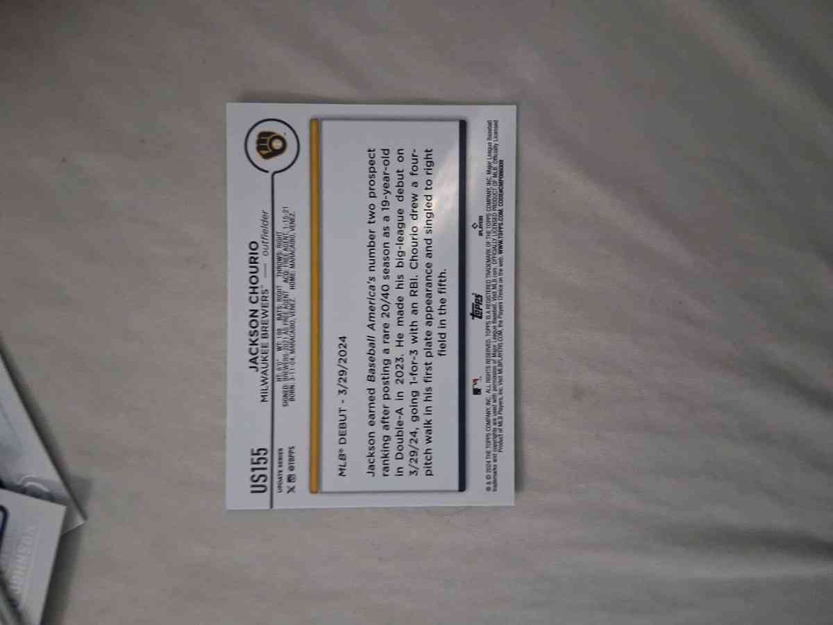 2024 jackson chourio rookie card